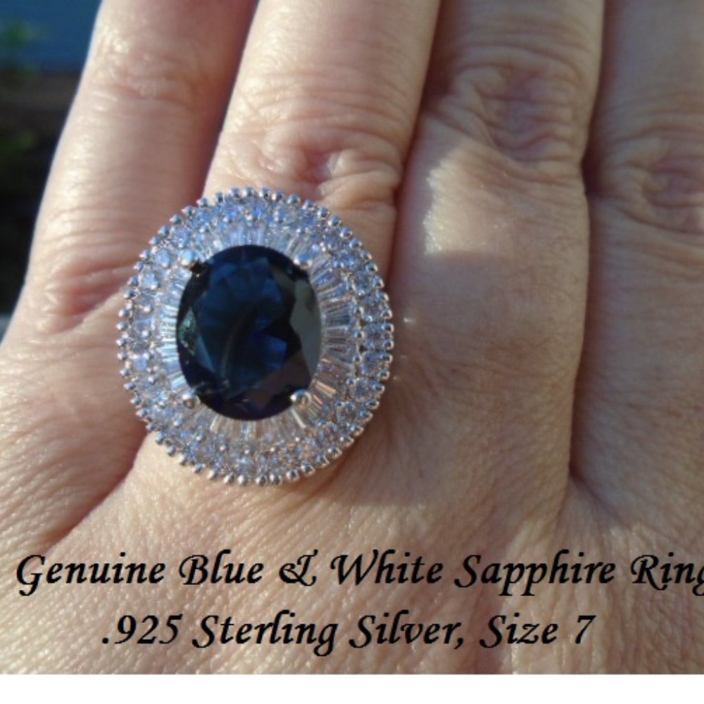 Blue & White Sapphire Ring